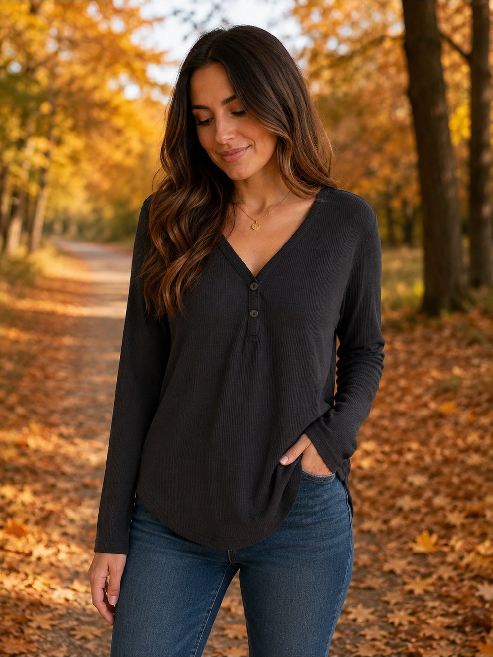 Athleta Wind Down Henley Women’s Waffle Knit Long Sleeve Top NWT
